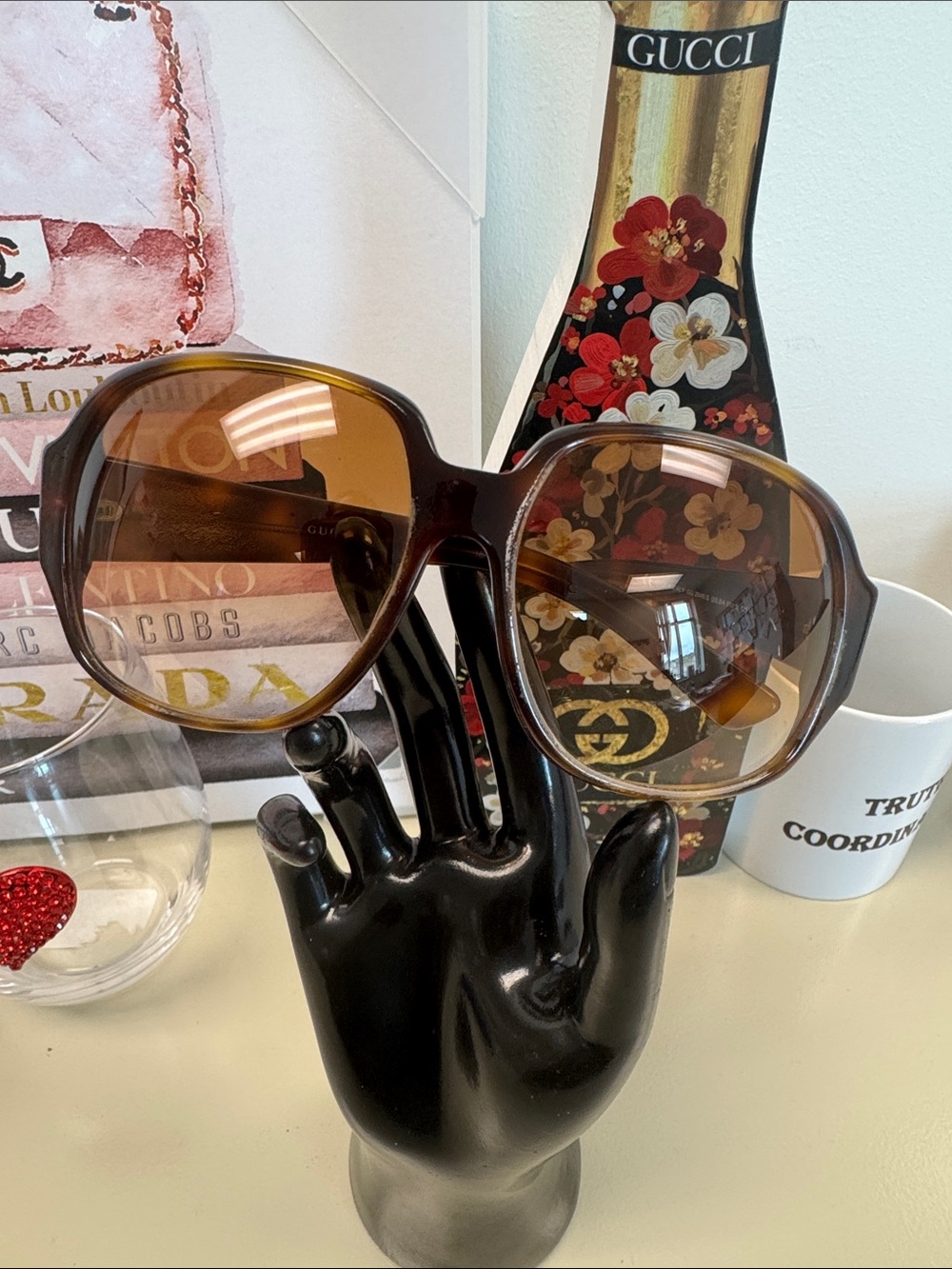 Gucci Brown Gradient Oversized Round Sunglasses